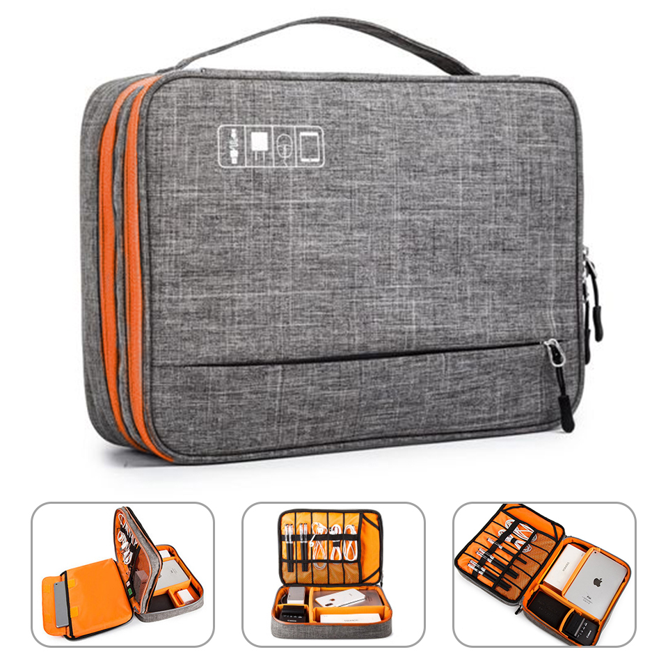 Tech Accessories Case - Accessori elettronici a doppio strato borsa